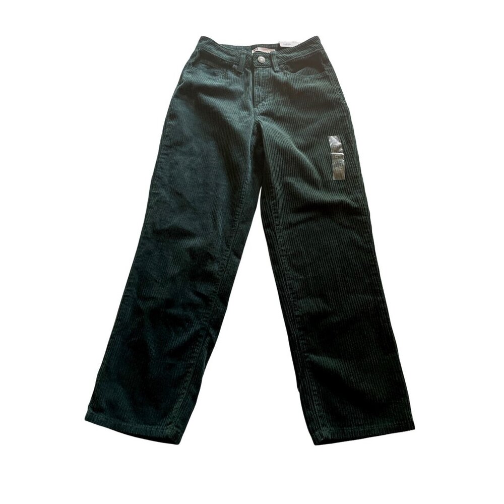 So High Rise Straight Corduroy Pants Size 5/27W Green Cotton Womens Casual Wear